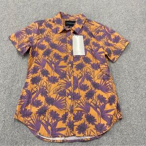 Wildfang Orange & Purple Floral Short-Sleeve Button-Up Shirt
